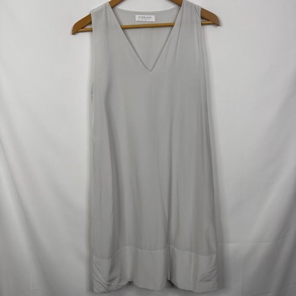 Everlane Gray V Neck Sleeveless Silk Shift‎ Dress Size 2 - Picture 7 of 8